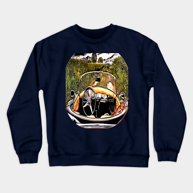 Yellow Car Cartoon Crewneck Sweatshirt by Lebihanto